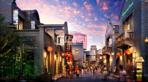 A renderings of the street in ancient commercial buildings